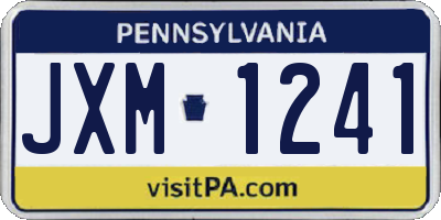 PA license plate JXM1241