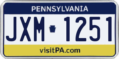 PA license plate JXM1251