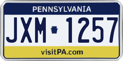 PA license plate JXM1257