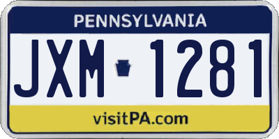 PA license plate JXM1281