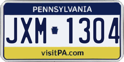 PA license plate JXM1304