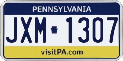 PA license plate JXM1307