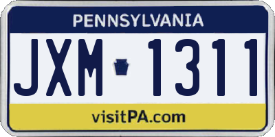 PA license plate JXM1311