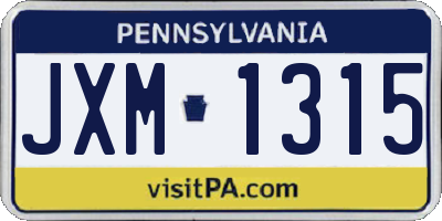 PA license plate JXM1315