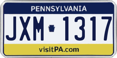 PA license plate JXM1317