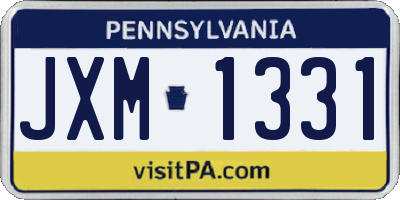 PA license plate JXM1331