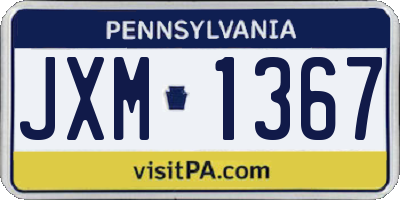 PA license plate JXM1367