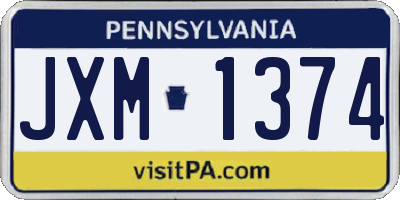 PA license plate JXM1374
