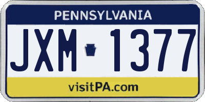 PA license plate JXM1377