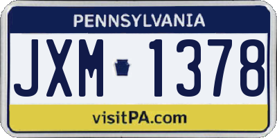 PA license plate JXM1378