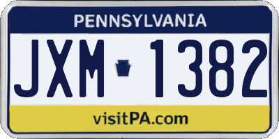 PA license plate JXM1382