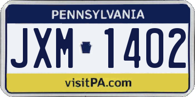 PA license plate JXM1402