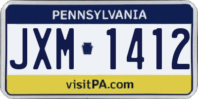 PA license plate JXM1412