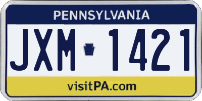 PA license plate JXM1421