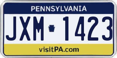 PA license plate JXM1423
