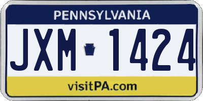 PA license plate JXM1424