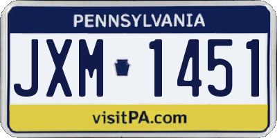 PA license plate JXM1451