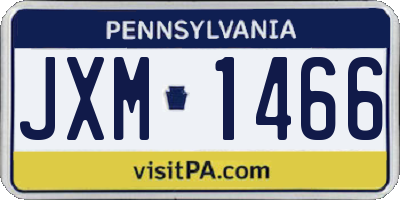 PA license plate JXM1466