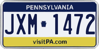 PA license plate JXM1472