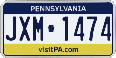 PA license plate JXM1474