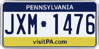 PA license plate JXM1476