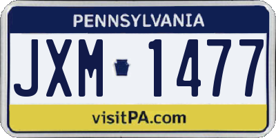 PA license plate JXM1477