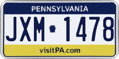 PA license plate JXM1478
