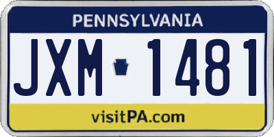 PA license plate JXM1481