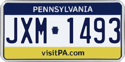 PA license plate JXM1493