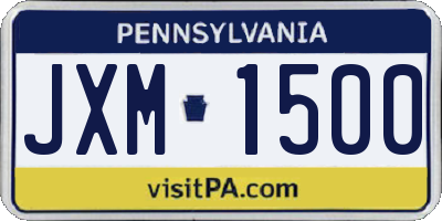 PA license plate JXM1500