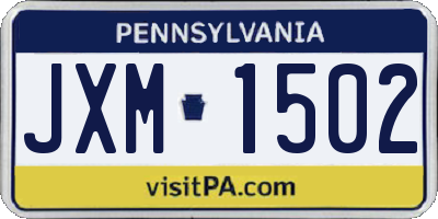 PA license plate JXM1502
