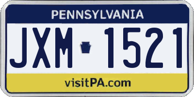 PA license plate JXM1521