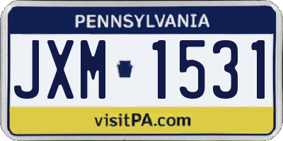PA license plate JXM1531