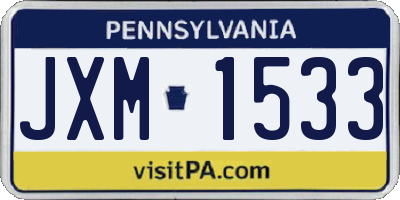 PA license plate JXM1533