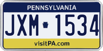 PA license plate JXM1534