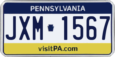 PA license plate JXM1567