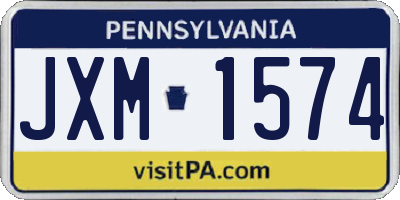 PA license plate JXM1574