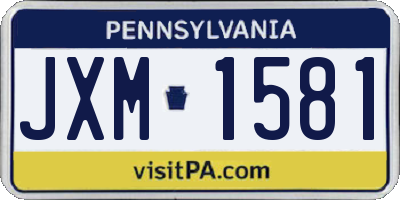PA license plate JXM1581