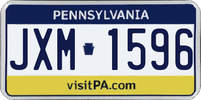 PA license plate JXM1596