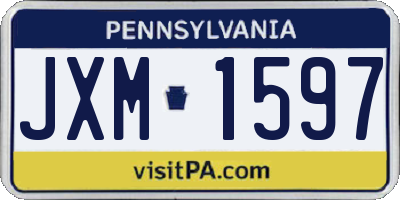 PA license plate JXM1597