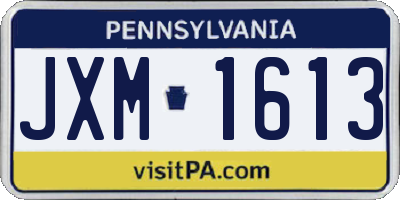PA license plate JXM1613