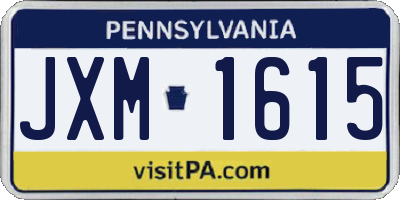 PA license plate JXM1615