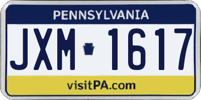 PA license plate JXM1617