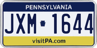 PA license plate JXM1644