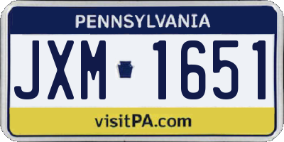 PA license plate JXM1651