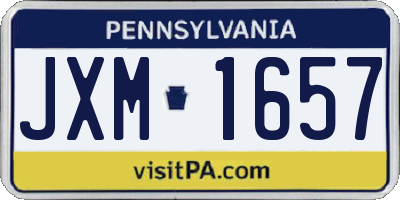 PA license plate JXM1657