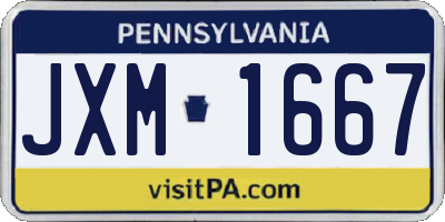 PA license plate JXM1667