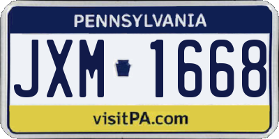 PA license plate JXM1668