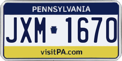 PA license plate JXM1670
