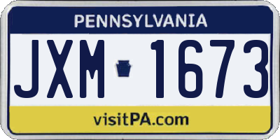PA license plate JXM1673